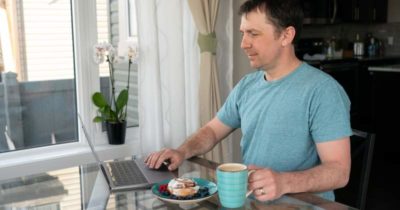 A man looking great while working at home