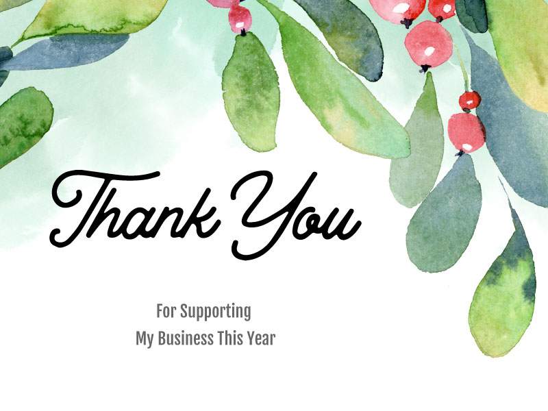 Thank you card for business support